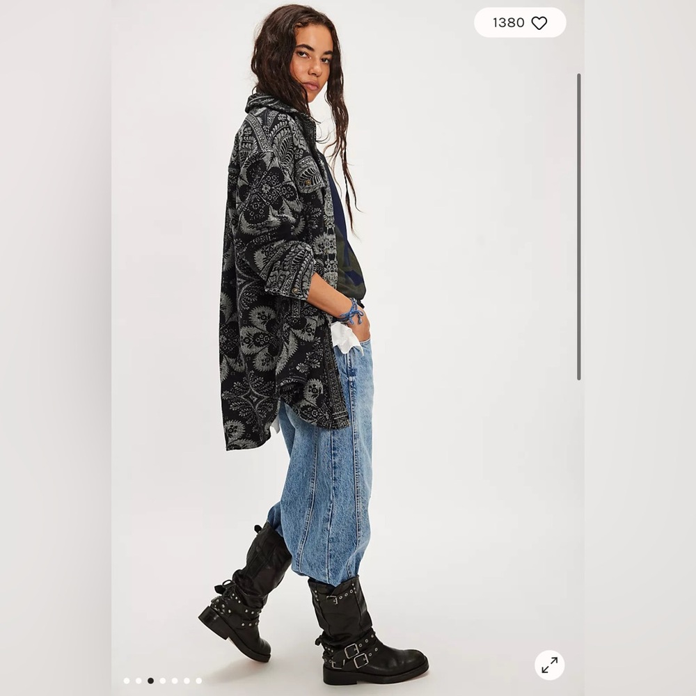 Free People We the Free London Fog Jacquard Shirt NWT - Picture 4 of 9